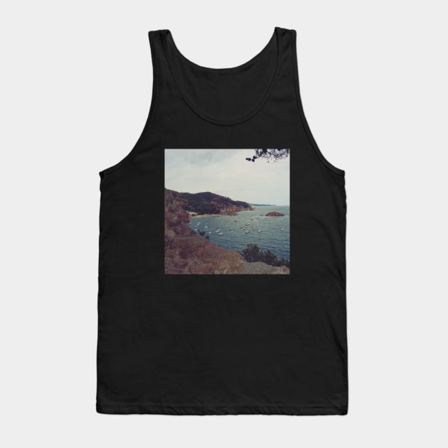 View from the Spanish mountain Spain sightseeing trip photography from city scape Barcelona Blanes Malgrat del Mar Santa Susuana Tank Top by BoogieCreates